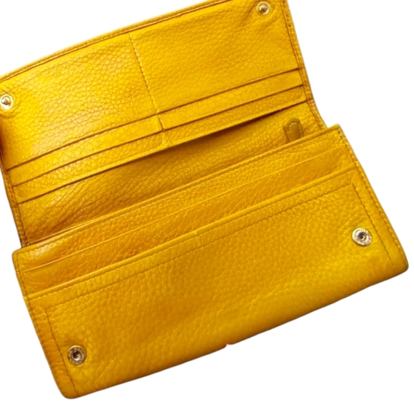PRADA Mustard Yellow Pebbled Leather Bi Fold Wallet - Picture 3 of 11